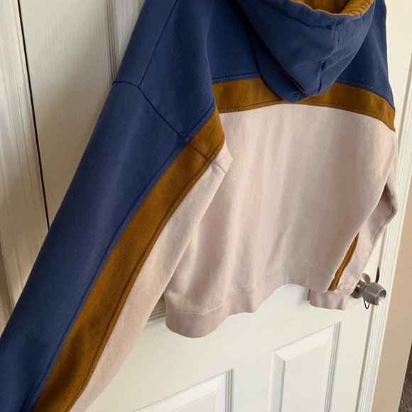 Sezane Timeo Blue and Brown Colorblock Hoodie 100% Cotton - Picture 10 of 10